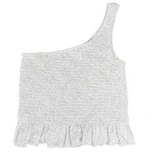 Gaze One Shoulder Asymmetrical Top Gray White Ruching Ruffle Size Medium‎ NWT